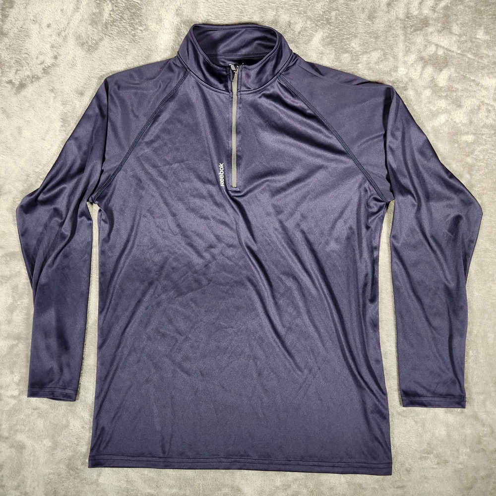Reebok Quarter Zip Pullover Mens XL Blue Excellent Lightweight Activewear Top